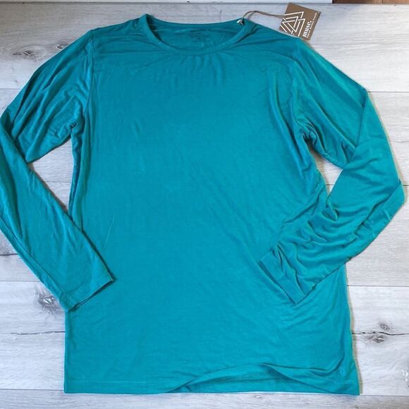 musethreads TEAL MEN'S LONG‎ SLEEVE LOUNGE CREW Size M in Teal NWT - Picture 5 of 6